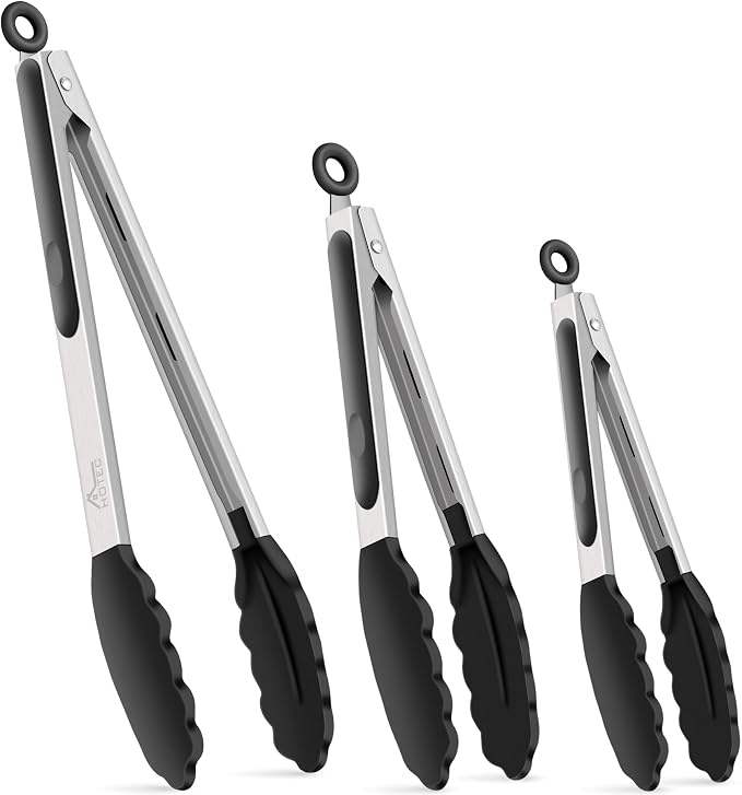 HOTEC Premium Stainless Steel Locking Kitchen Tongs by Hotec