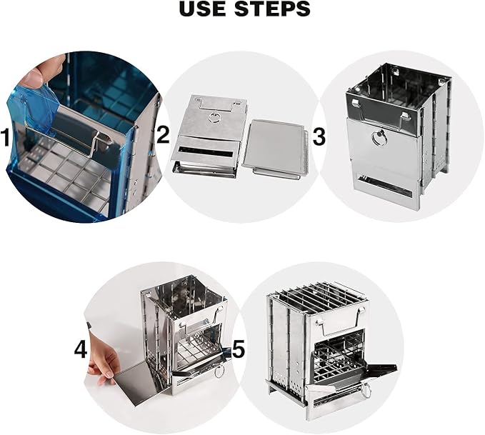 REDCAMP Wood Burning Folding Camp Stove Stainless Steel Grill, Portable - Image 4