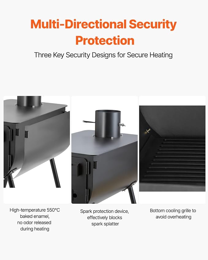 VEVOR 118" Camping Wood Stove, Portable Alloy Steel Tent Stove - Image 6