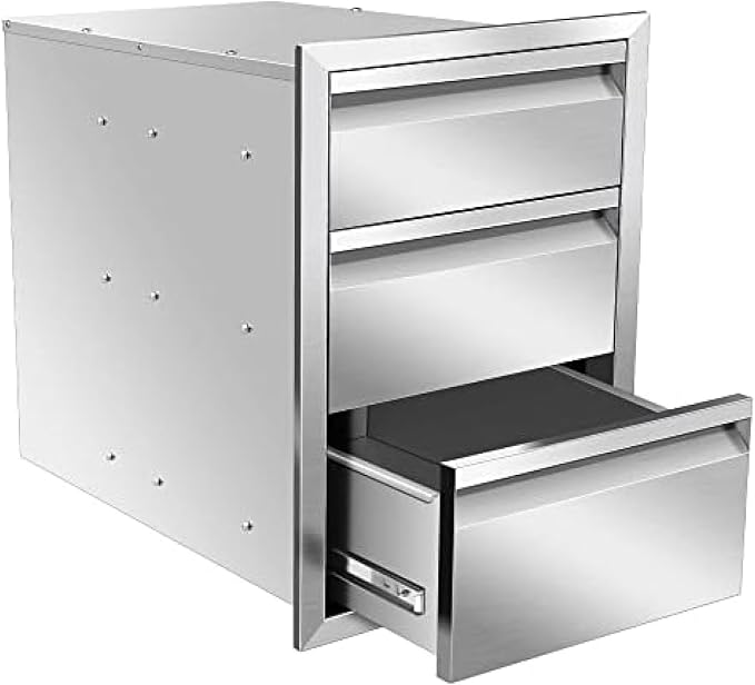 Outdoor Kitchen Drawers, Box Frame Style Flush Mount BBQ Drawer w/Stainless by OLIPIC