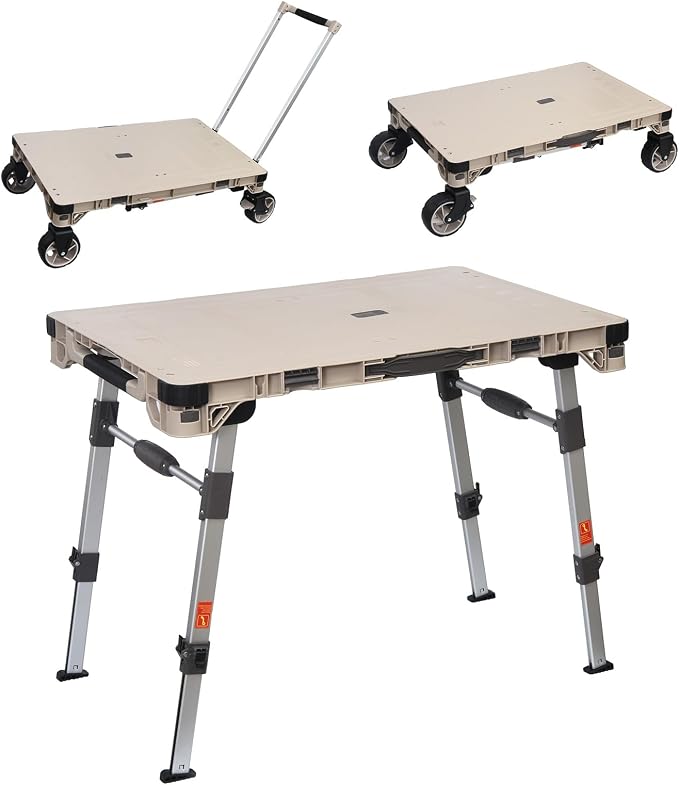 LEADALLWAY 3-in-1 Multi-Purpose Camping Table Wagon Portable Outdoor Platform by LEADALLWAY