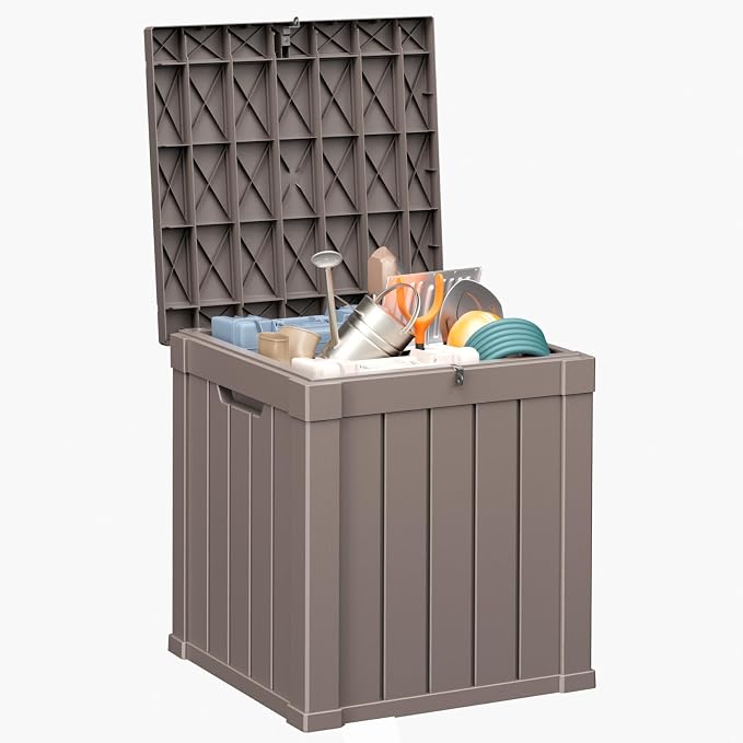 EasyUp 51Gal Outdoor Deck Box, Lager Patio Storage Box Indoor and Outdoor Use by EASYUP
