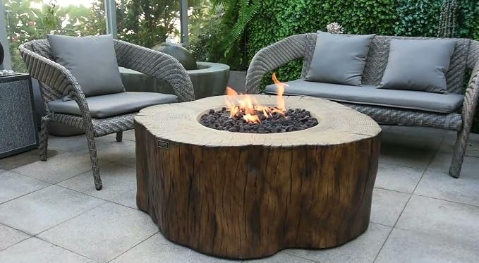 Elementi | Manchester Gas Fire Pit Cast Concrete Semi-Round Fire Table - Image 3