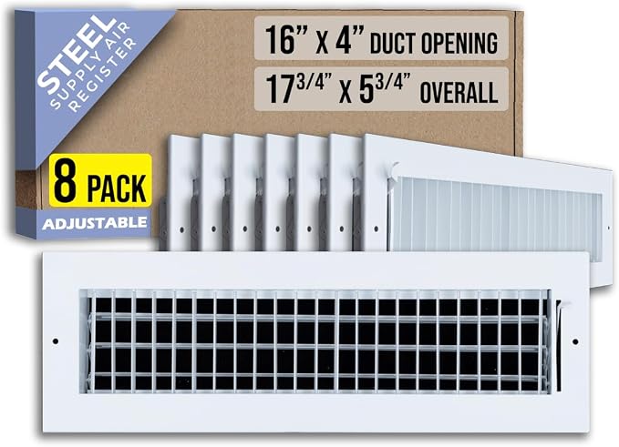 Fits 16x4 Duct Opening Steel Adjustable Air Supply Grille by Handua | Register by Handua