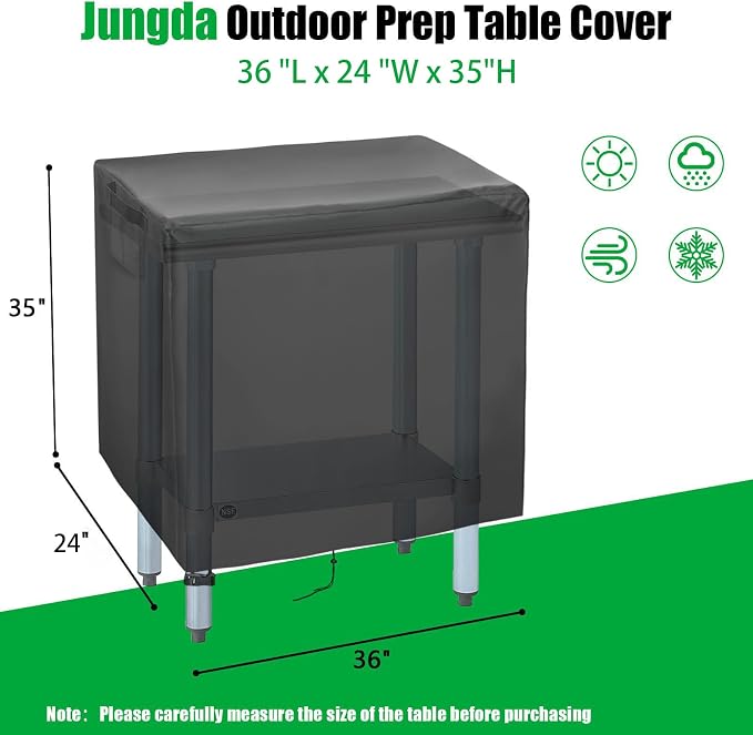 36 Inch Outdoor Prep Table Cover, Waterproof Patio Stainless Steel Table Work - Image 2