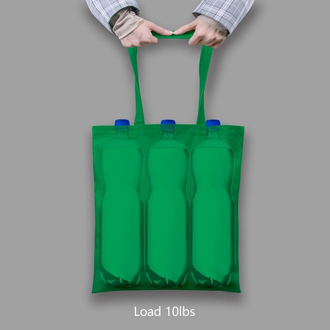 TOPDesign 12-Pack Economical 16"x15" Kelly Green Cotton Tote Bag, Lightweight - Image 6