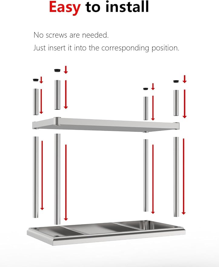 Stainless Steel Commercial Kitchen Prep Table, 39x20 Inch, NSF Work Table - Image 5