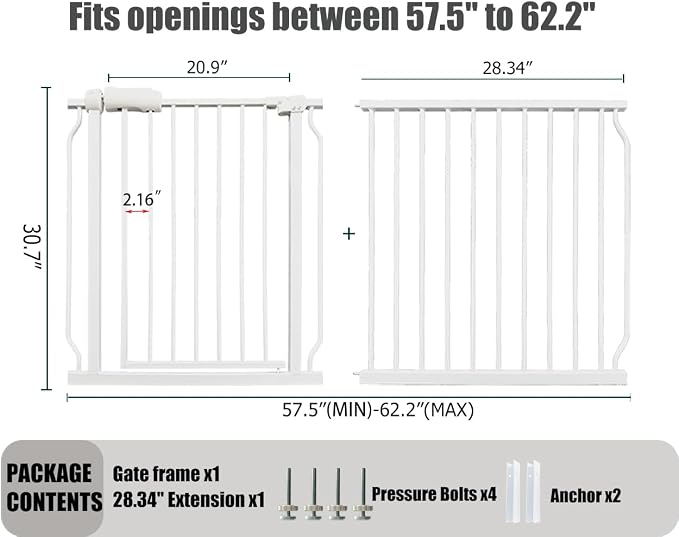 Extra Wide Baby Gate, 57.5-62 Inch - Image 2