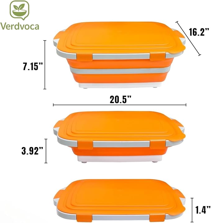 16L Orange Collapsible BBQ Prep Tub - Image 3