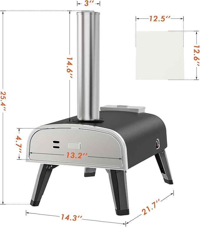 Pizza Oven Outdoor 12" Wood Fired Pizza Ovens Pellet Pizza Stove - Image 8