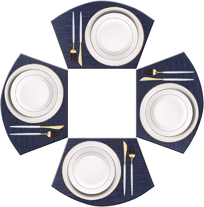 PIGCHCY Wedge Shaped Placemats for Dining Table Washable Vinyl Placemats Heat by PIGCHCY
