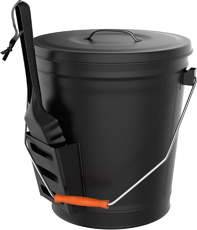 Ash Bucket - 4.75-Gallon Metal Bucket - Heat Resistant Fireplace Tools by Pure by PureGarden