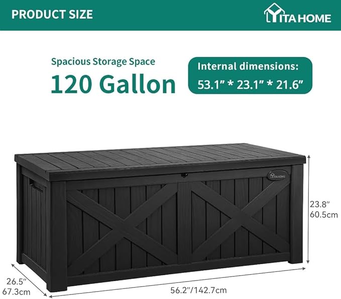 YITAHOME 120 Gallon Large Outdoor Storage Box - Image 6