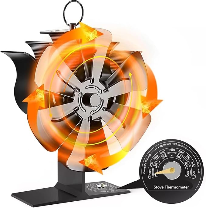 Wood Stove Fan Heat Powered, Newly Upgrade 6 Blade Wood Heater Fan, Comes by AmzWorld