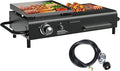 Tabletop Propane & Charcoal Grill Combo, 000 BTU Dual Fuel Flat Top Griddle by GrillsOutdoorCooking
