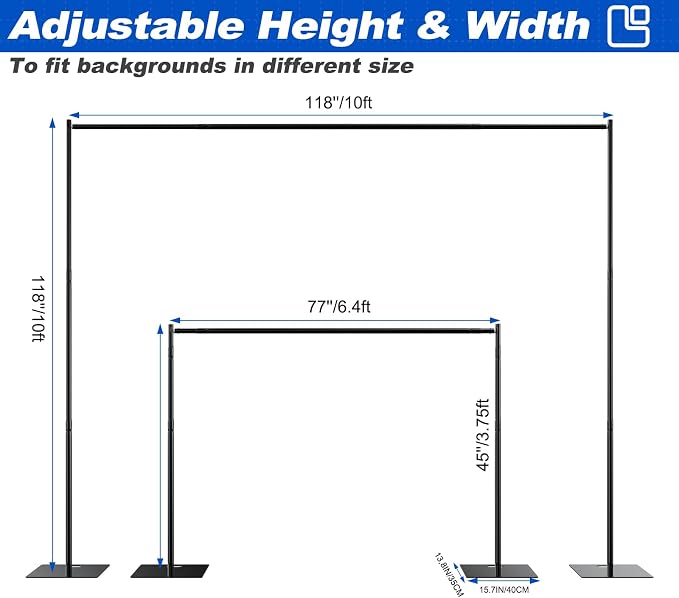 Pipe and Drape Backdrop Stand 10ftx10ft Adjustable Background Support System - Image 4