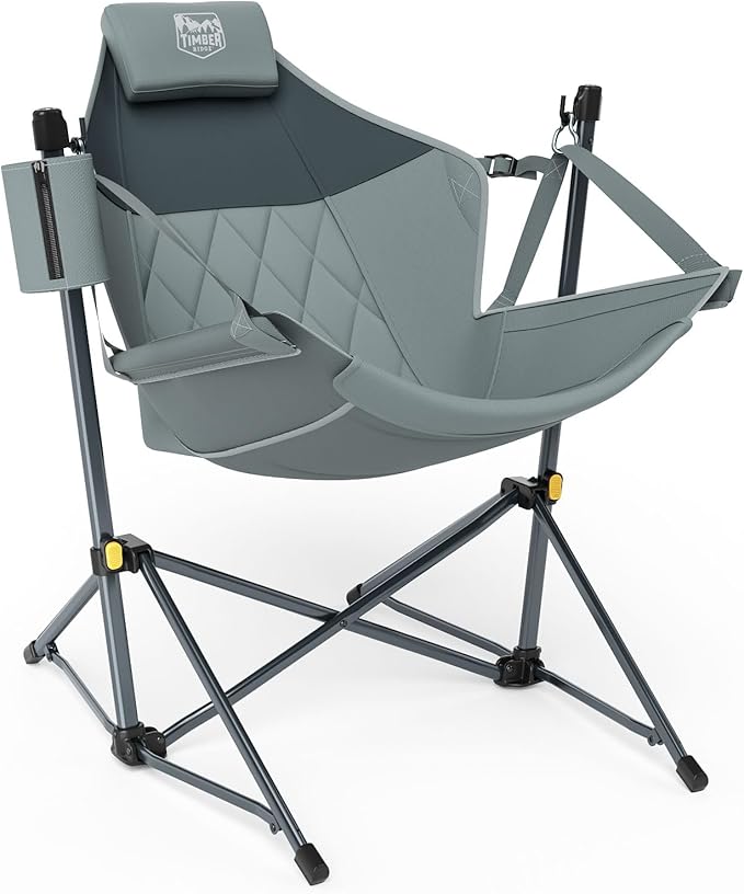 Folding Hammock Chair with Steel Frame, Grey, 300 lb Capacity