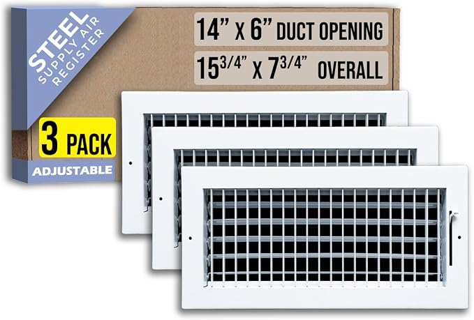 Fits 14x6 Duct Opening Steel Adjustable Air Supply Grille by Handua | Register by Handua