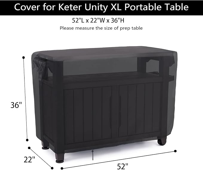 Patio Prep Table Cover for 52 Inch Keter Unity XL Portable Outdoor Table - Image 2