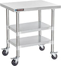 DuraSteel Stainless Steel Work Table 30" x 24" x 34" Height w/ 4 Caster Wheels by Unknown