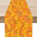 70s Table Runner, Retro Orange Wave Mid Century Atomic Print Abstract Hippie by Unknown