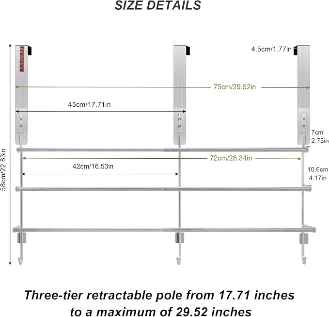 Over The Door Towel Rack, 304 Stainless Steel Towel Racks - Image 2