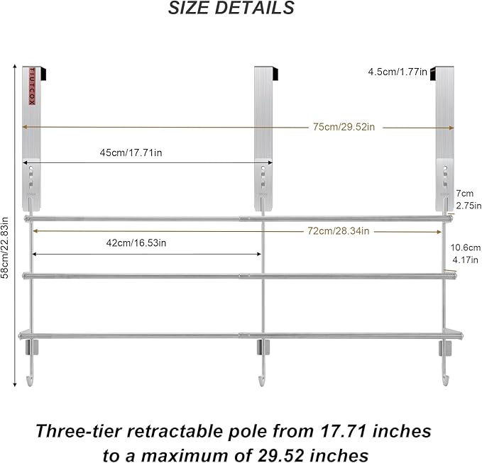 Over The Door Towel Rack, 304 Stainless Steel Towel Racks - Image 2