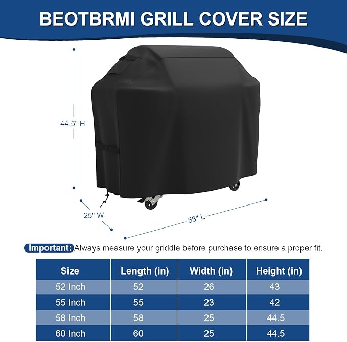 58 Inch Grill Cover for Outdoor Grill, Heavy Duty BBQ Grill Cover for Weber - Image 2
