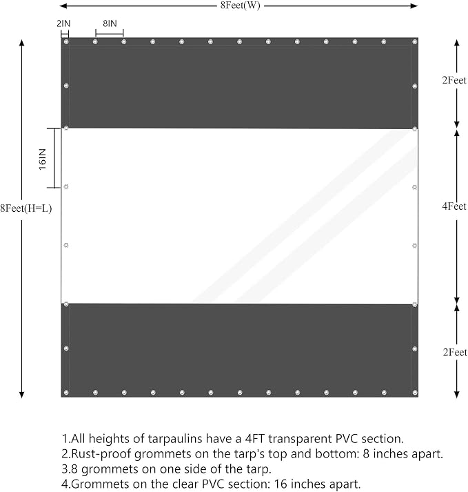 20 Oz Outdoor Vinyl Curtain, Outdoor Clear Panel Curtain, Weather Resistant - Image 5