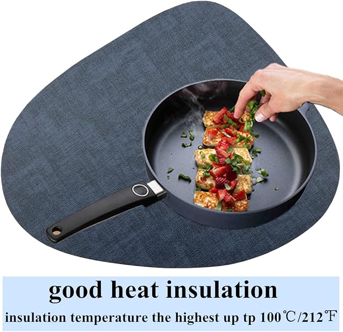 WAZAIGUR Washable Wipeable Waterproof Heat Resistant Faux Leather Placemats Set - Image 3