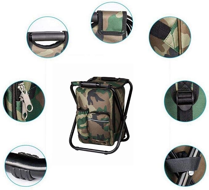 Bright starl Multifunction Folding Cooler and Stool Backpack, Hiking Camouflage - Image 6