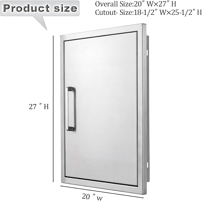 Outdoor Kitchen Door, 20 "W27 H Outdoor Kitchen Access Door, Stainless Steel - Image 2