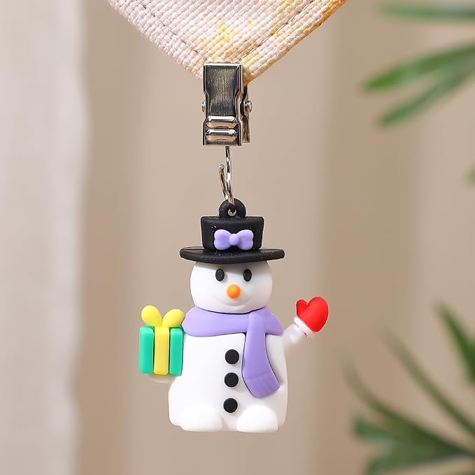 TwoFish Home Set of 4 Xmas Snowman Tablecloth Weight Clamps Decoration Xmas - Image 2