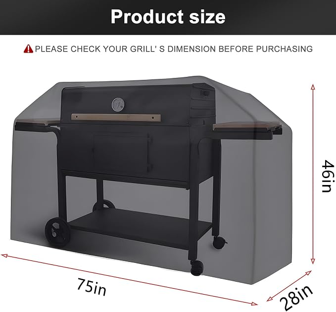 LBTING Grill Cover, 75-inch Heavy Duty 300D Oxford Waterproof Windproof UV - Image 2