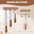 Walnut Wood Cooking Tongs Set of 3 with Pull-Ring Lock, 7, 9 and 12 Inch