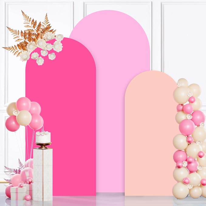 MODFUNS Colorful Arch Backdrop Cover Pink Fuchsia Rose Spandex Arch Cover Set - Image 5