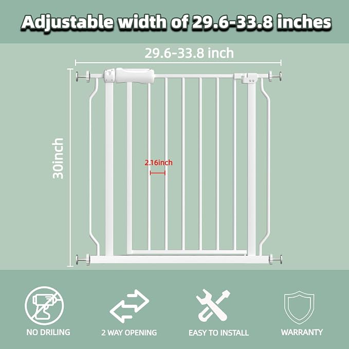 TSAYAWA Extra Wide Baby Safety Gate 29.6-33.8Inch Auto Close Child Gates - Image 2