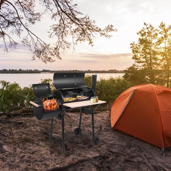 44" Charcoal Grill Offset Smoker, Outdoor BBQ Smoker - Image 8