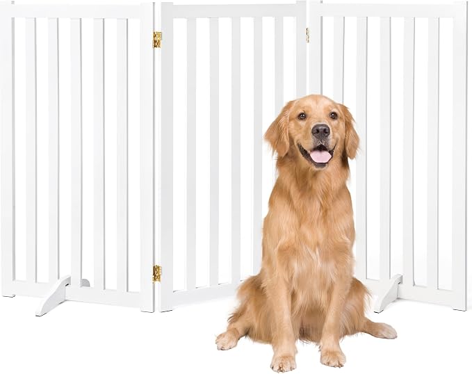 36" Height Extra Tall Freestanding Pet Gate, Solid Wood Folding Safety Fence by Axeman