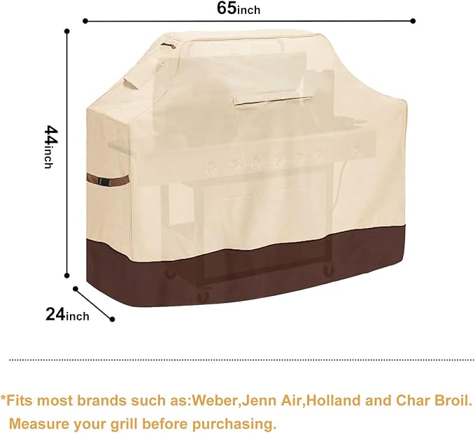 Vailge Grill Cover, 65-inch Waterproof BBQ Cover, 600D Heavy Duty Gas Grill - Image 2