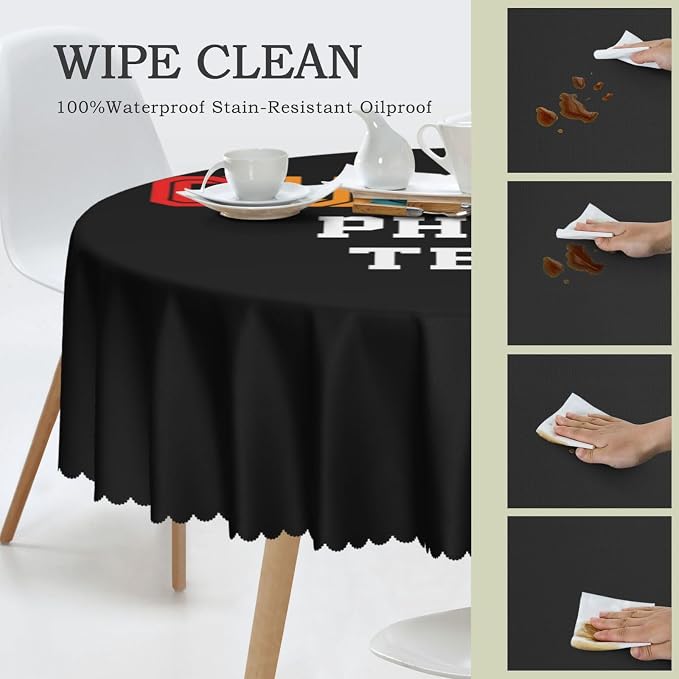 Custom Round Table Cloth, Design Your Logo Text Photo, Personalized Oil Proof - Image 2