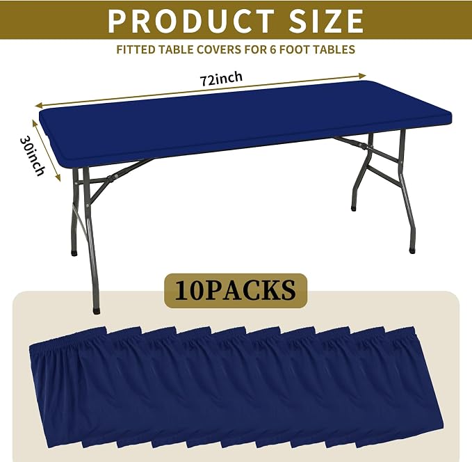 10 Pack Stretch Fabric Table Top Cap Cover, fits 6' Tables, Spandex Table - Image 2