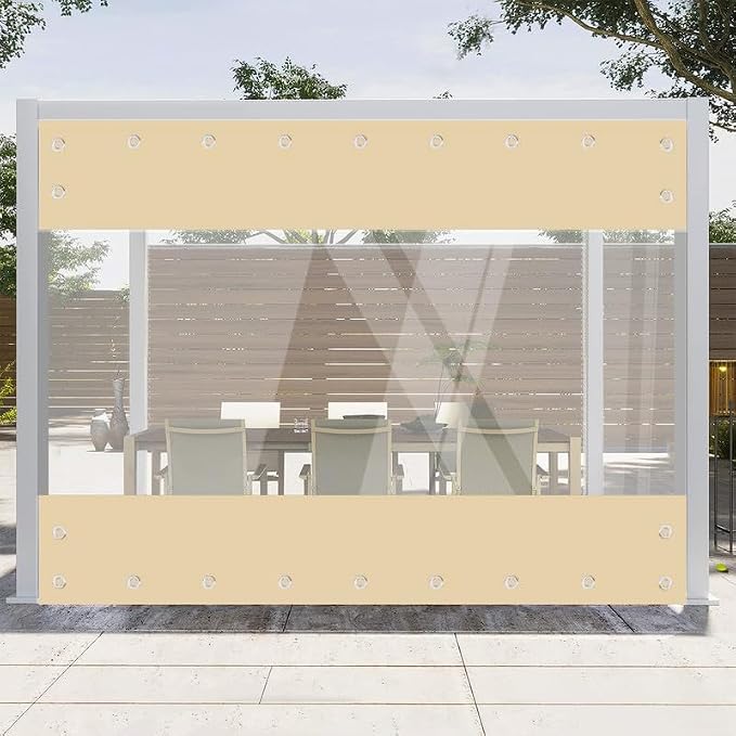 Clear Vinyl Curtains for Patio Enclosure, 23oz Heavy Duty Waterproof Anti-UV by JIANYANA