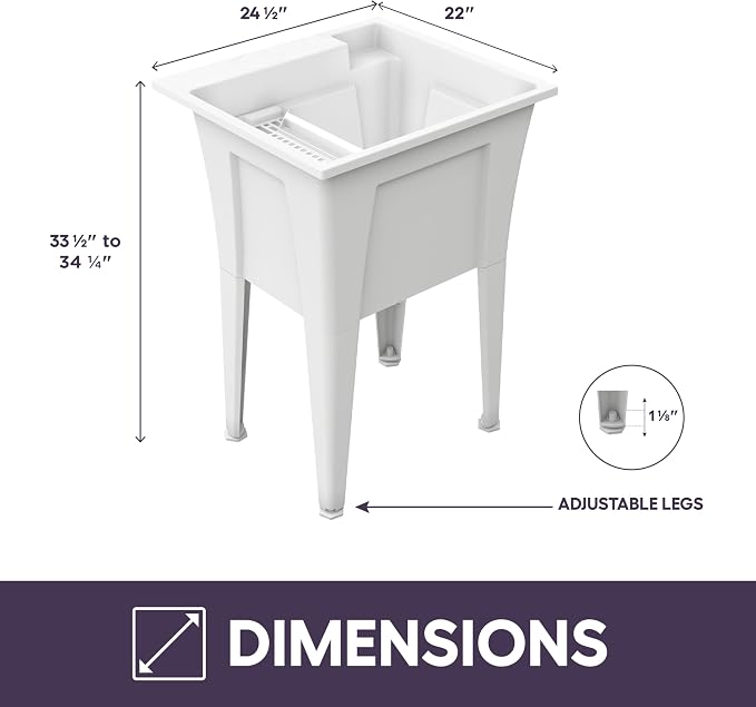 Freestanding Utility Sink with Two Handle Chrome Faucet - Image 5