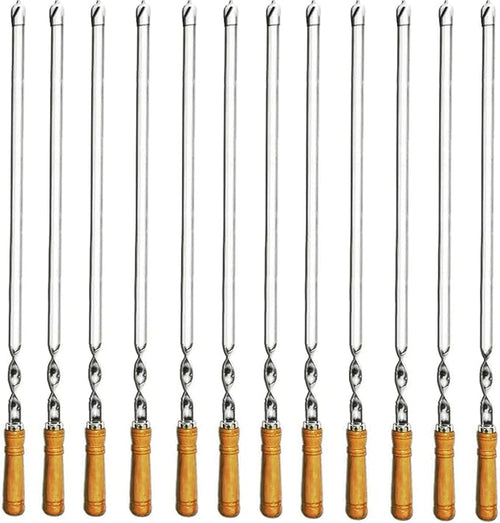12 Pack Kabob Skewers BBQ Barbecue Skewers Stainless Steel Sticks 23.5 Inch by Amestar