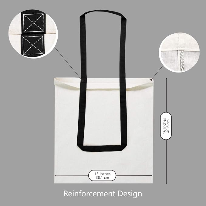 TOPDesign 12-Pack Economical Cotton Tote Bag, Lightweight Medium Reusable - Image 5