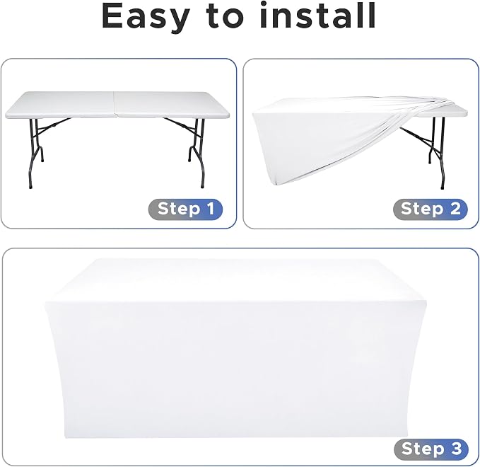 Nasitos White Fitted Table Covers Stretch Spandex - Image 4