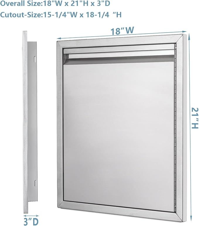 Outdoor Kitchen Door 18" W x 21" H inch Double Wall Door Panel Stainless Steel - Image 2