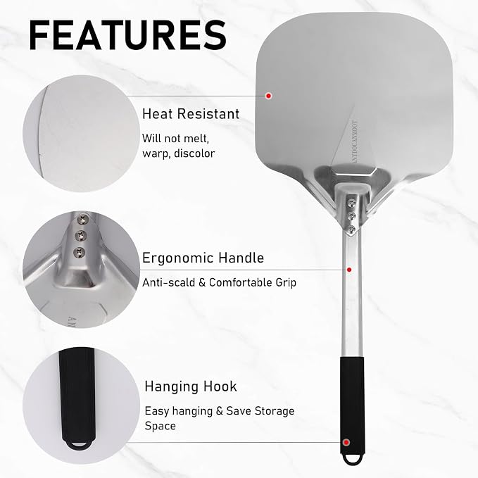 Perforated Pizza Peels 6 INCH pizza spatula paddle Long Handle Metal Pizza - Image 4