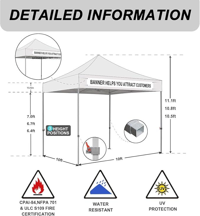 Eurmax USA Standard 10x10ft Patio Pop Up Canopy Tent - Image 3